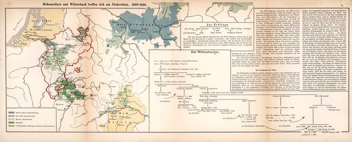 "Hohenzollern und Wittelbacher treffen sich am Niederrhein 1609/1666", Karte der preußischen Gebiete aus dem Jahr 1900, LWL