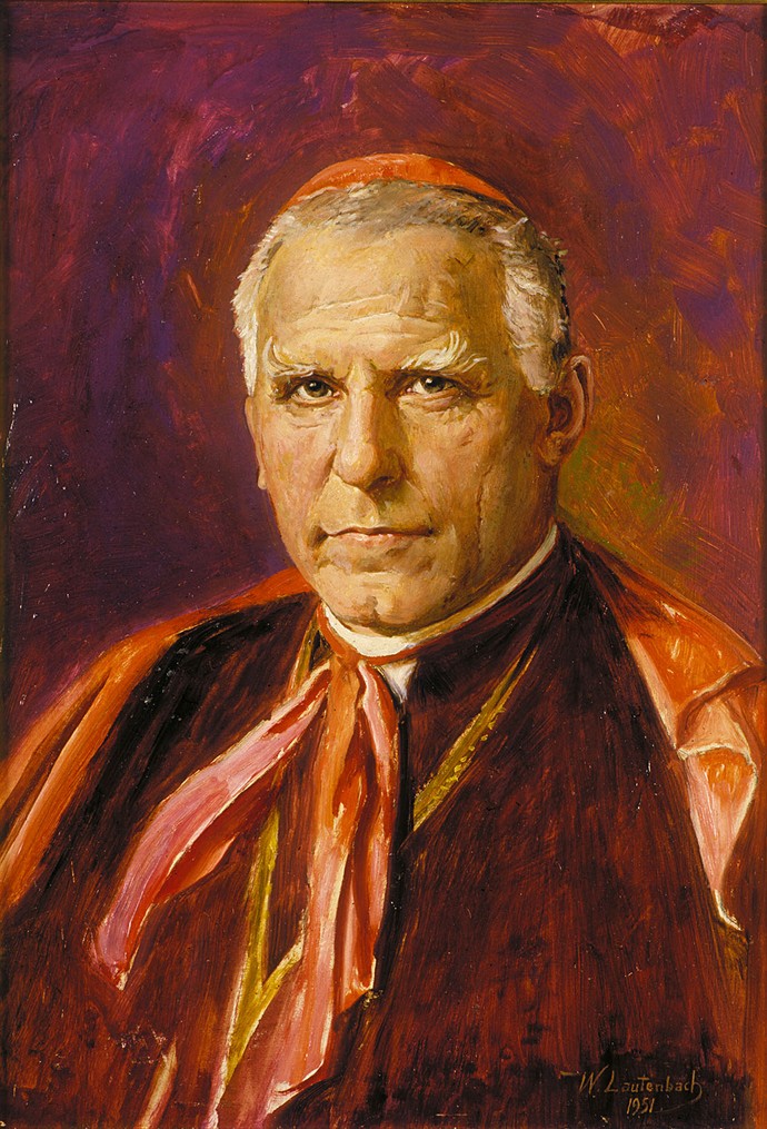 Bildinformation: Porträt Clemens August Kardinal Graf von Galen: Gemälde von Wilhelm Lautenbach (Porträtskizze), 1951. Öl auf Holz, Foto: Stadtmuseum